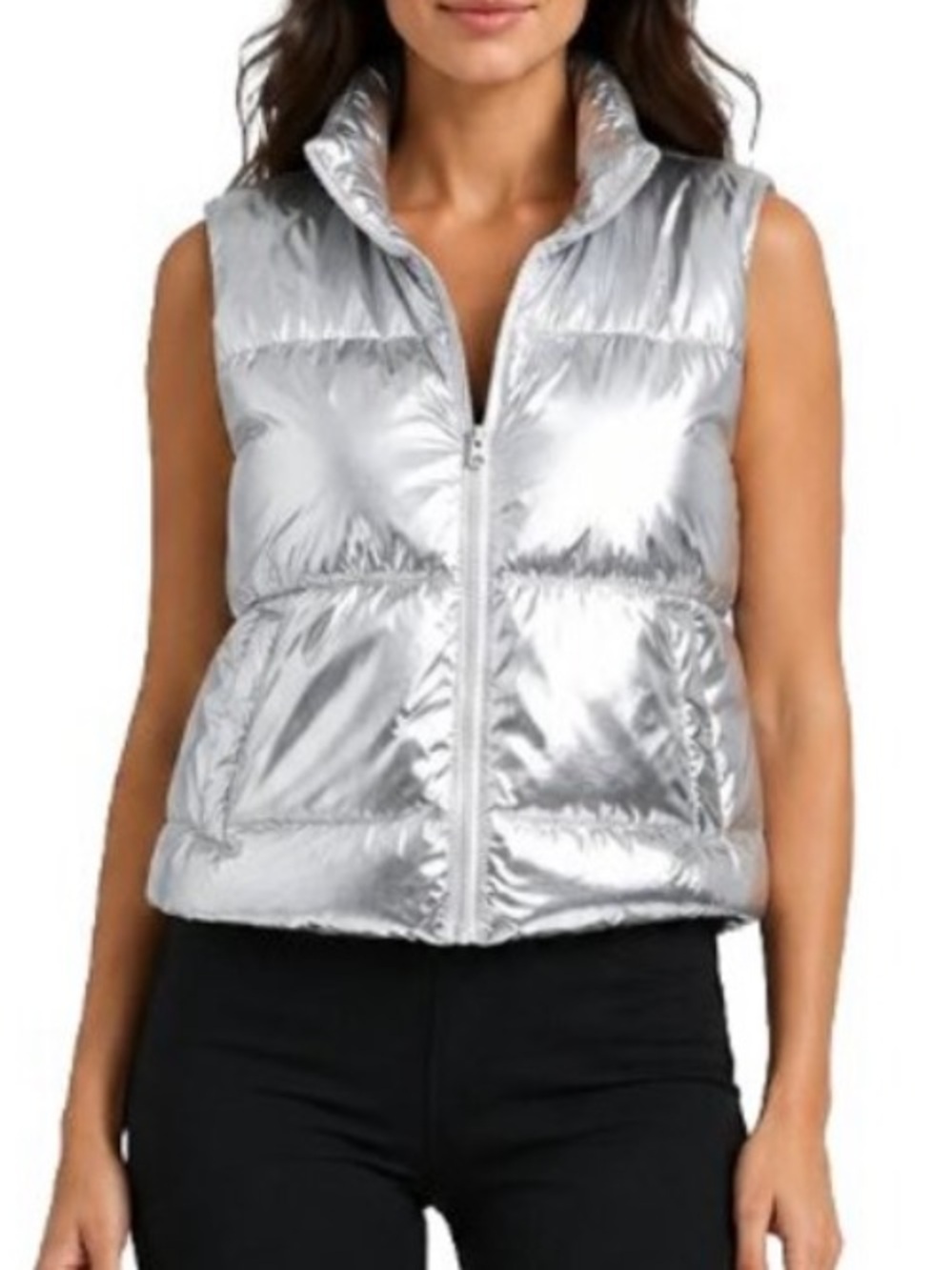 Orange Kiss metallic puffer vest
